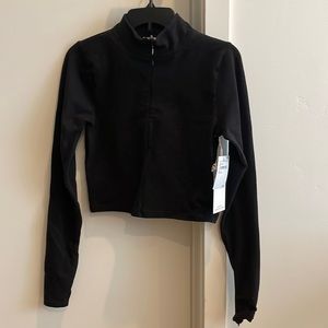 Good American Zip Mock Sleeve Top